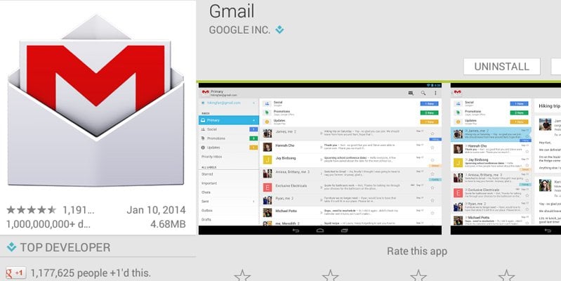 gmail one billion downloads