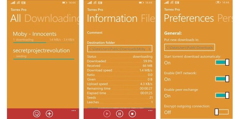 Torrex Pro allows you to download torrents to public folders on Windows Phone