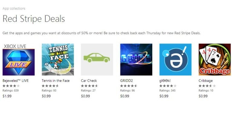 Bejeweled Live, glƏƏk!, Tennis in the Face and more are Red Stripe Deals on Windows Phone this week
