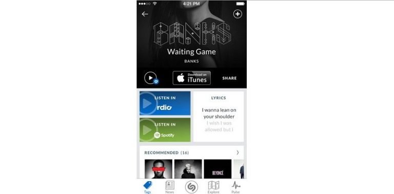 Shazam now streams full tracks from Rdio