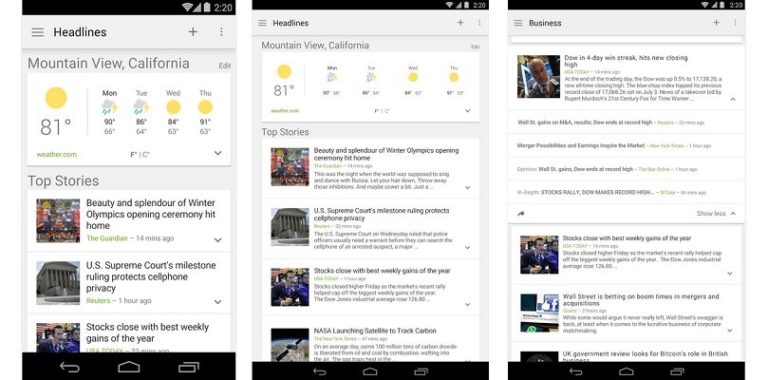 Google News & Weather app on Android after a long time