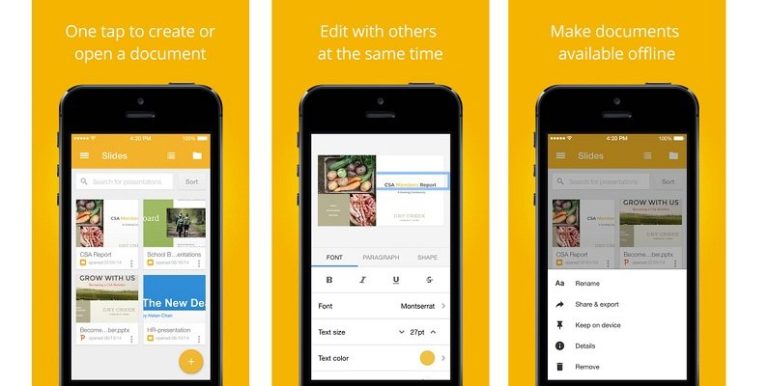 Google launches Slides on iOS, updates Docs and Sheets to open Office files