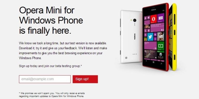 Opera Mini beta launched on Windows Phone