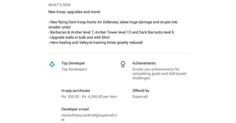 Google starts to display in-app purchase price range in the Play Store