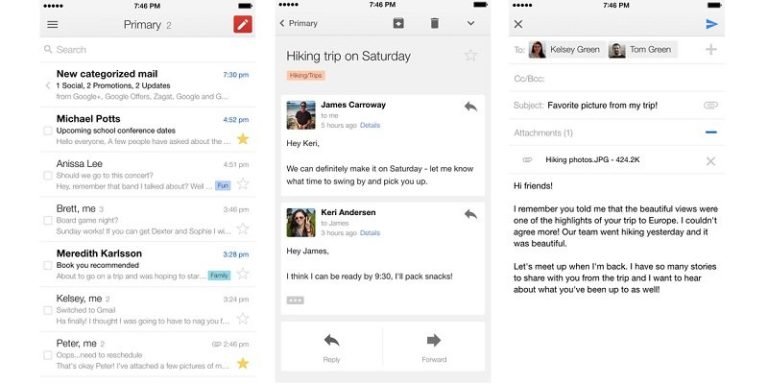 Gmail for iOS now makes use of the extra space on your iPhone 6/ 6Plus