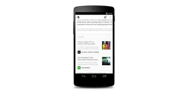 Evernote updated on Android, Windows Phone with Context