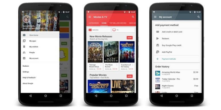 Google Play Store updated to v5.1.11 with a new My Account page