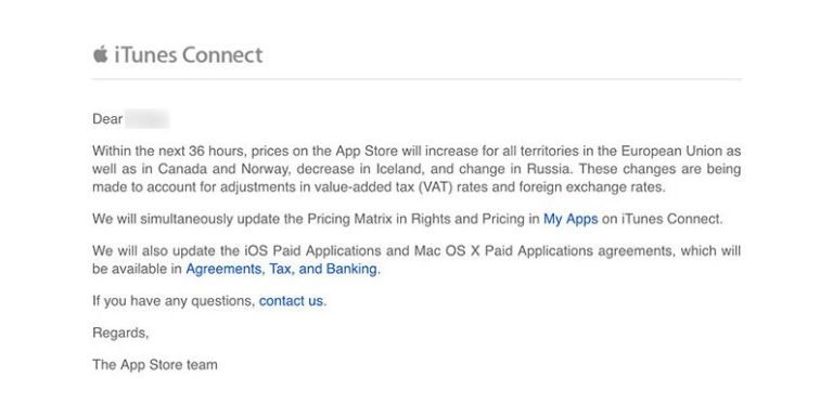 Apple increases the minimum price of apps in Canada and Europe